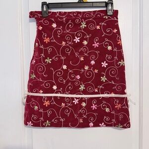 The Children's Place Embroidered Burgundy Floral A-Line Skirt